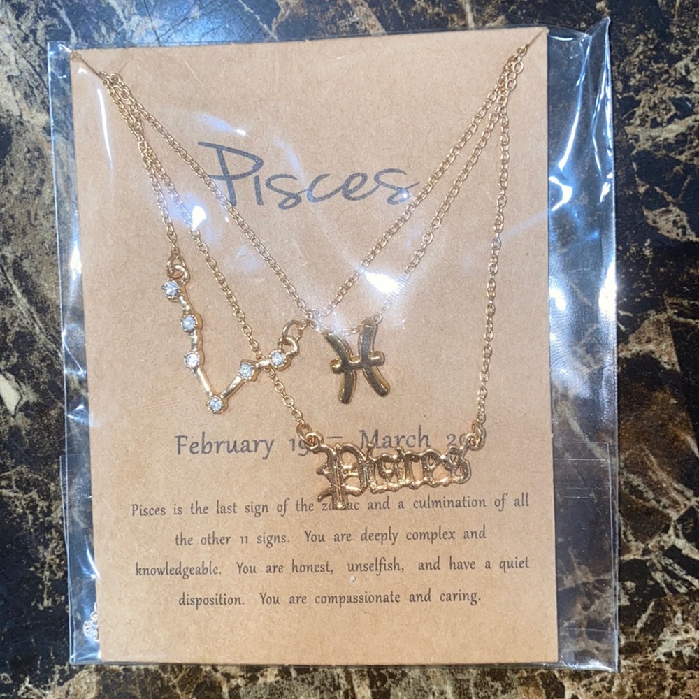BOGO pisces Gold Plated Necklace 3 Layer Brand New Sealed